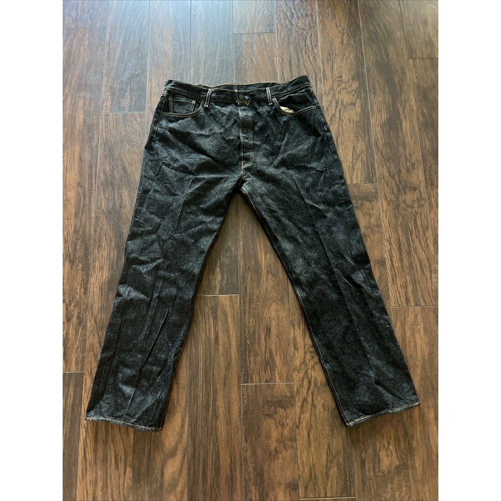 Men's Levi's Jeans 501 Button Fly Straight Leg Waterless Black Wash Sz 42x34